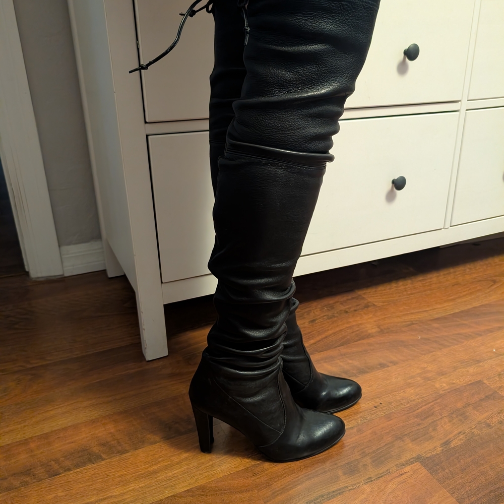 Stuart Weitzman Black Over-the-Knee High Heel Boots